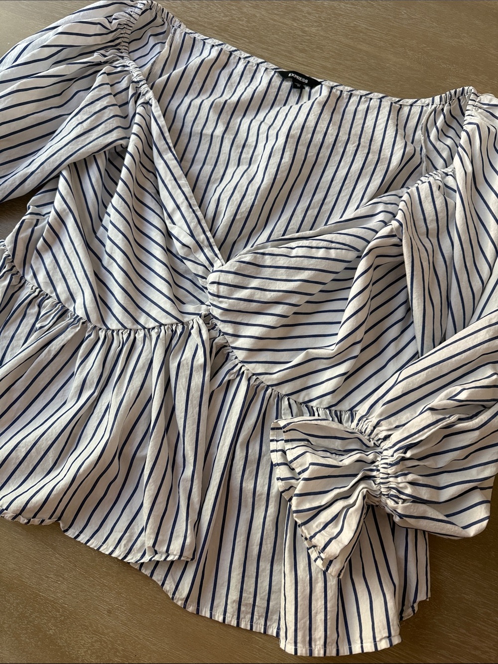 EXPRESS Striped Peplum Blouse | XL